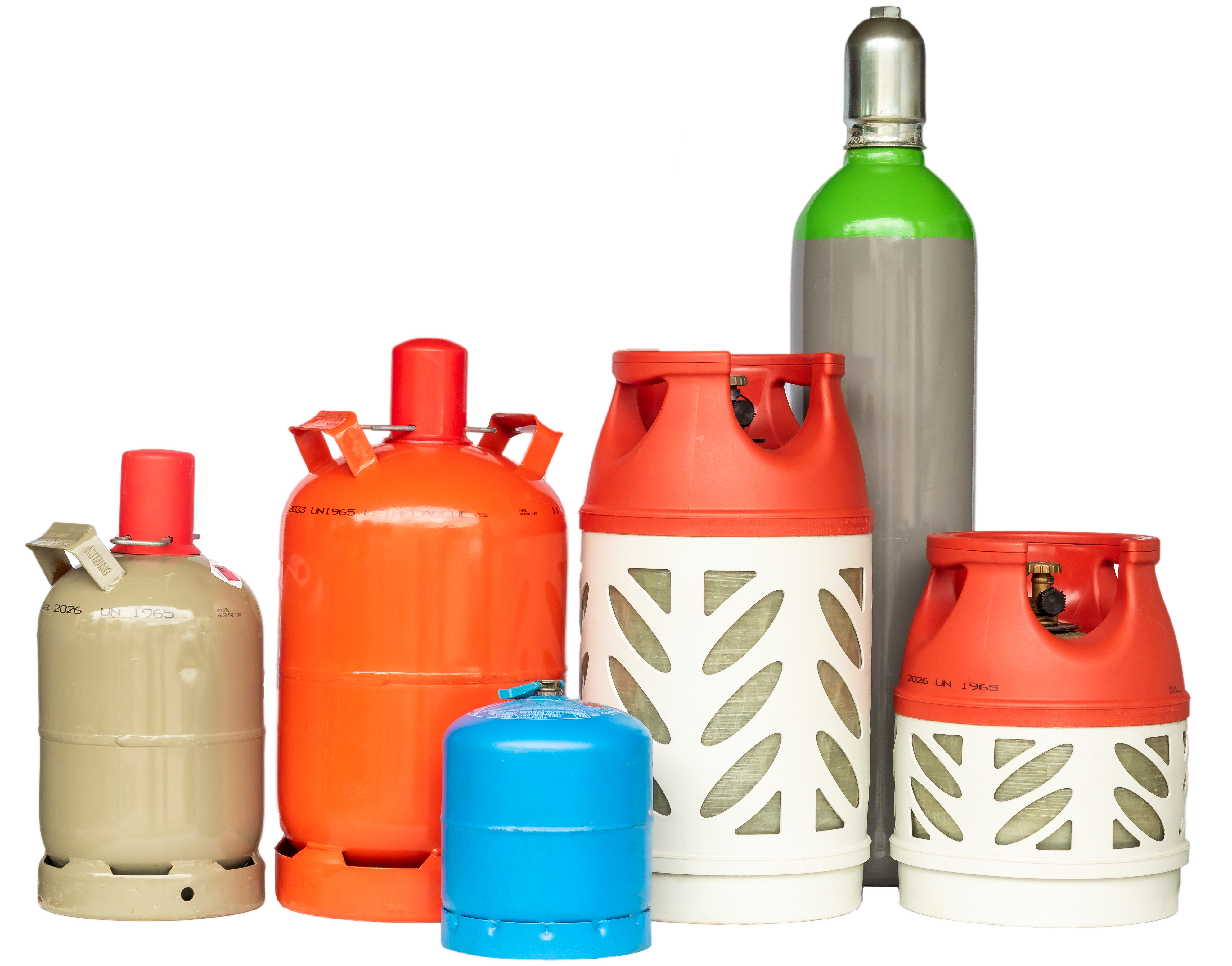Sortiment verschiedener Gasflaschen